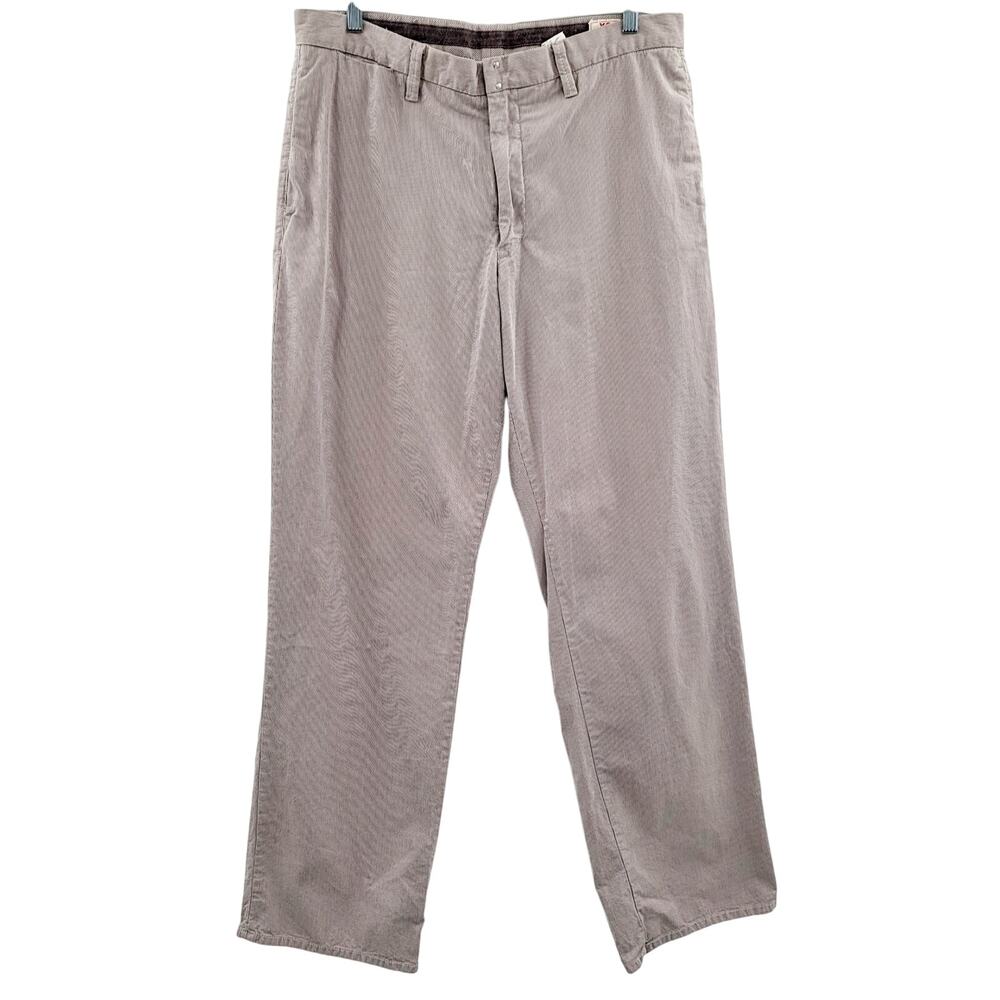 X2 Denim Laboratory Tan & White Striped 100% Cotton Relaxed Pants Men's Sz 34X34